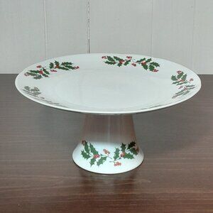 Holly Berry Cake Stand Porcelain Scalloped Edge Pastry Cookies Apulum Romania